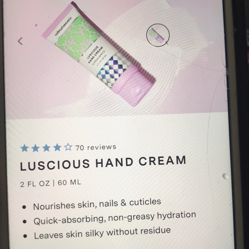 Refreshments CITRUS SPRITZ luscious hand cream